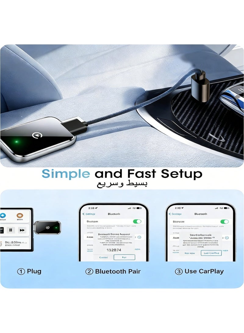 Aookay [2 in 1] Wireless CarPlay Adapter & Android Auto Wireless Dongle, Mini USB Design Upgrade Wired Car Play to Wireless, Plug & Play Fast Stable Connect Car Play for iPhone & Android, USB-A/USB-C (Full Black) - Image 5